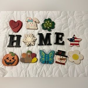 HOME sign with decorative tiles
